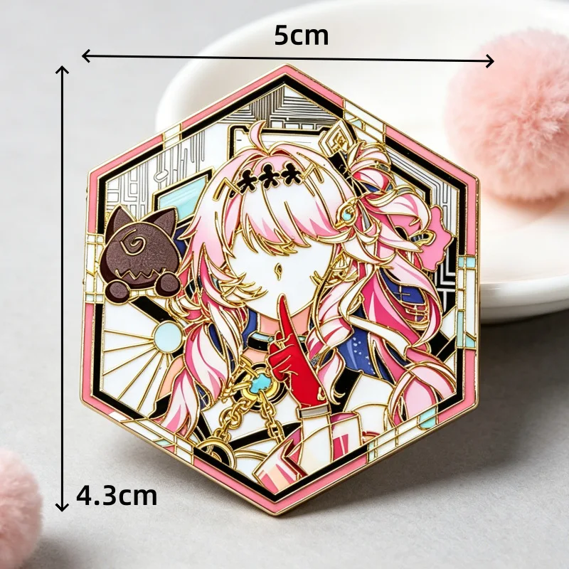 Wuthering Waves Denia Hexagon Enamel Pin Badge Fan Made Anime Game Cosplay Collectible Brooch Gift