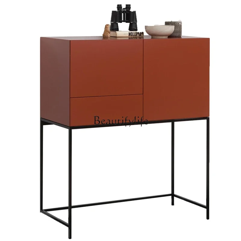 

**Italian light luxury living room dining side cabinet modern simple solid wood paint porch cabinet