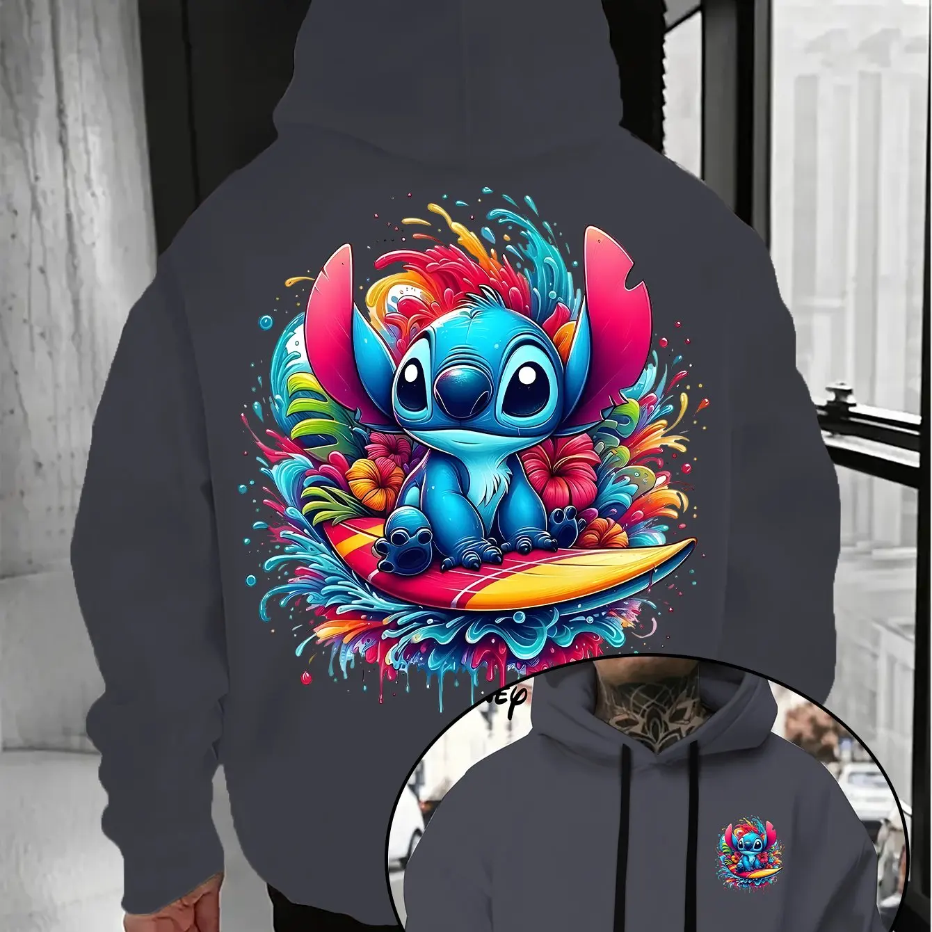 

Men's Disney Stitch Hoodies Fashion Oversized Streetwear Unisex Sweatshirts Autumn and Winter Fleece Casual Versatile