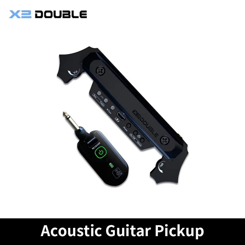 

Беспроводной звукосниматель DOUBLE X2 с микрофоном и приемником, дальность передачи 30 м, для акустической гитары с отверстием для звукоснимателя 80-120 мм