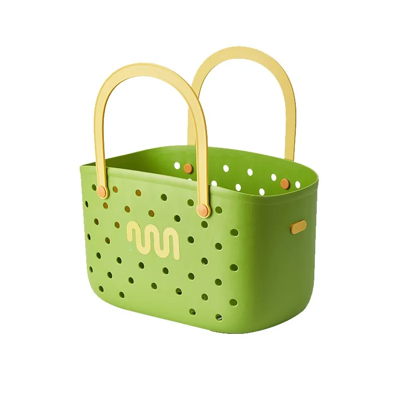 Plastic Bathroom Storage Basket Hand-held Women\'s Large Capacity Shower Basket Bathroom Dormitory Wash Basket