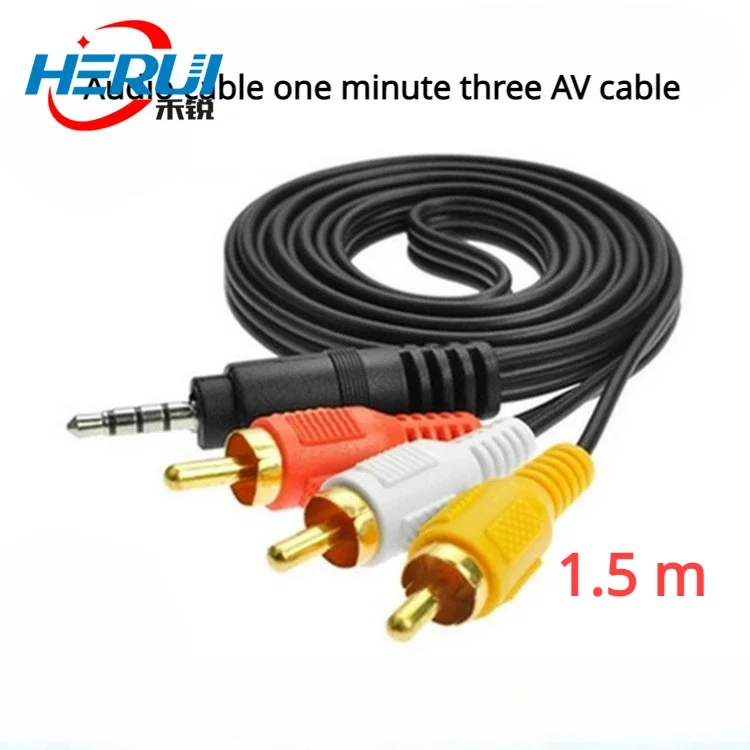 One minute three AV cable moving EVD audio  Video  3.5mm revolution 3RCA Lotus cable set-top box