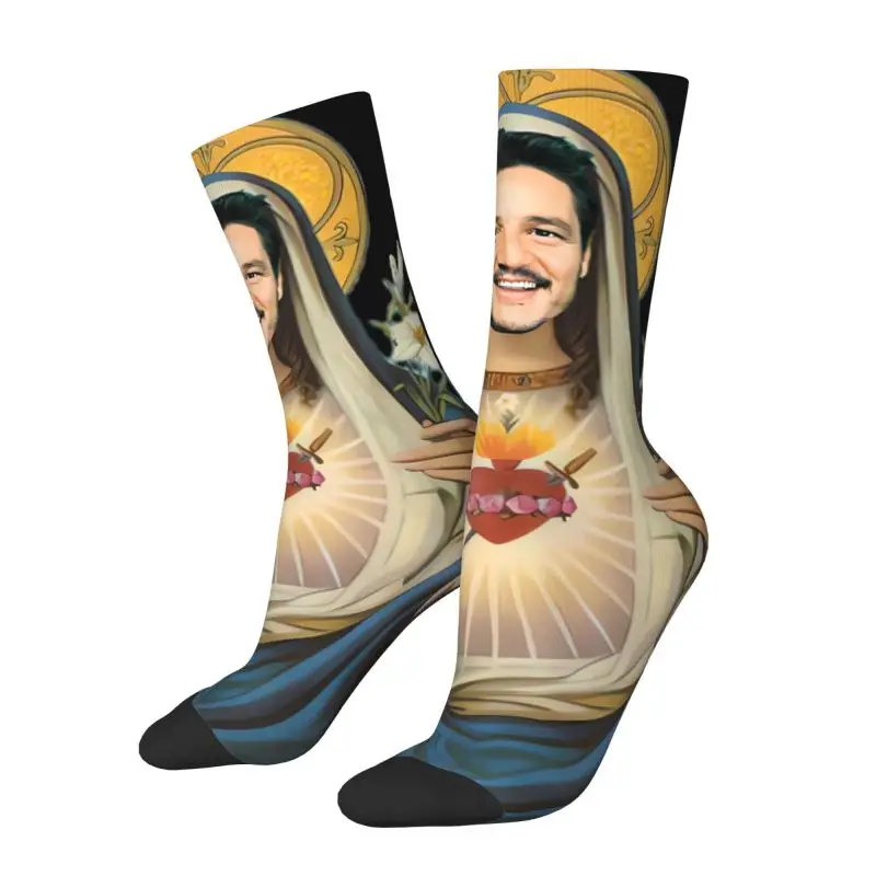 Cool Pedro Pascal Sacred Heart Socks Women Men Warm 3D Print Sports Football Socks