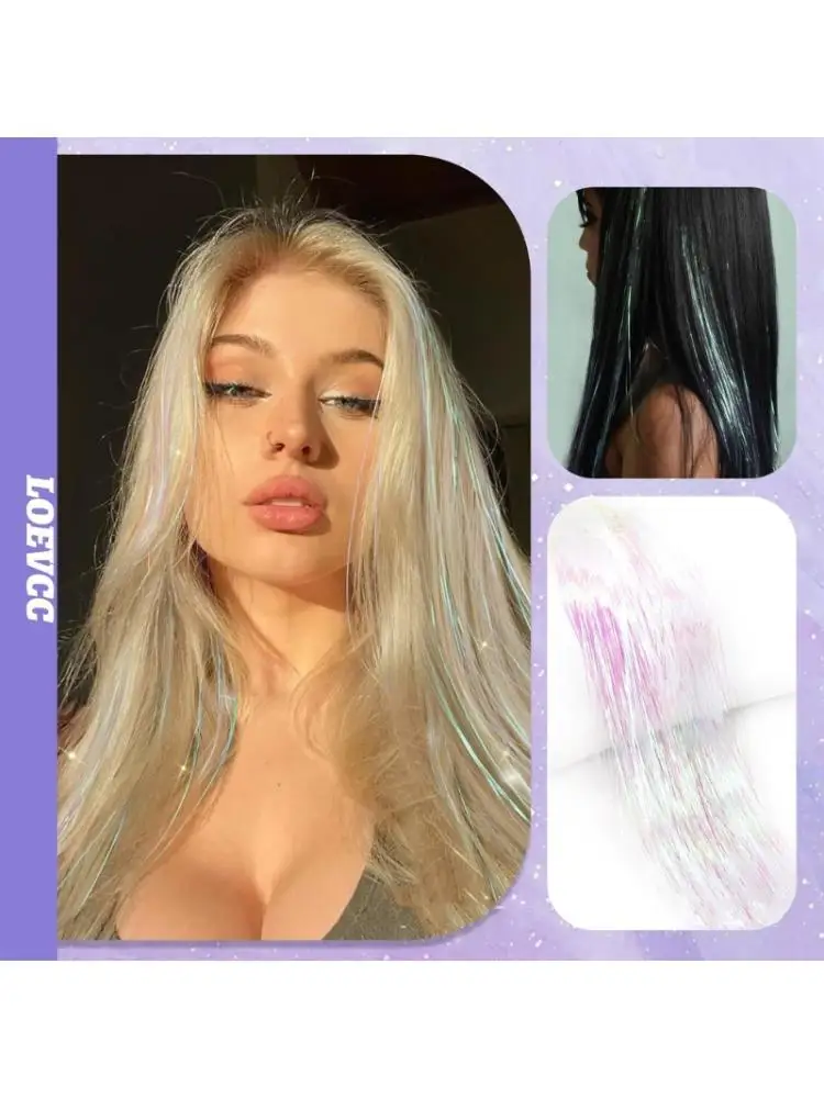 

39BB 12pcs Synthetic Effect Hair Extensions 20inch Hair Tinsel For Party and Event