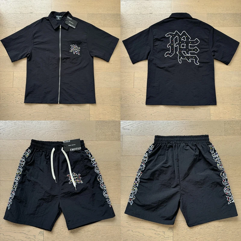 

Повседневные топы со смешанной ЭМОЦИИ, летние дышащие футболки с откидным воротником и принтом логотипа, футболка на молнии с откидным воротником