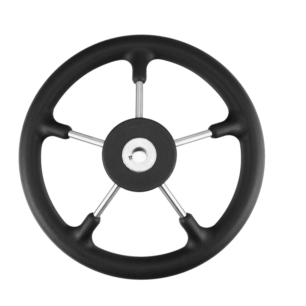 

Polyurethane Foam Black 320mm Steering Wheel Marine Grade 5 Spokes 15 Degree Fits 3/4" Shaft Boat Yacht Hardware Accessories