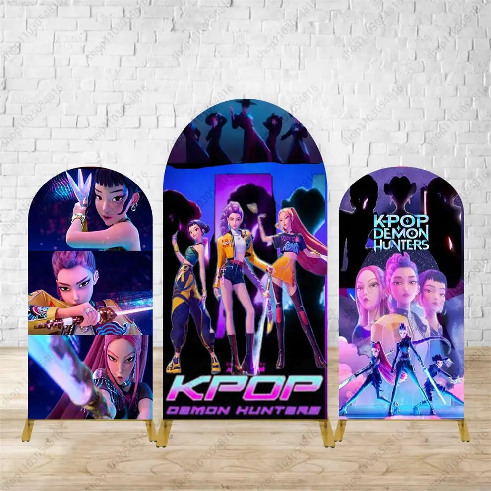 

Kpop Охотники на демонов, арка, фон, чехол для девочек, реквизит для дня рождения, декор для фотосъемки, настенный декор из полиэстера, фотофон