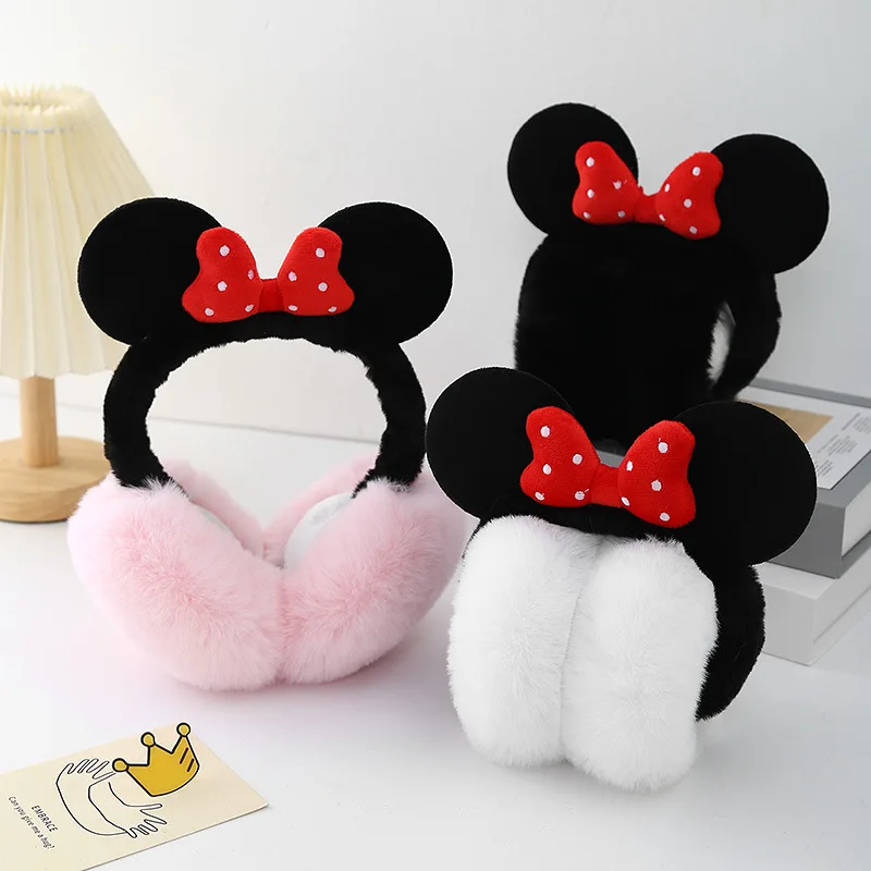 

Winter New Disney Mickey Mouse Anime Series Plush Ear Muffs Lovely Bow Cartoon Minnie Outdoors Warm Female Christmas Presents