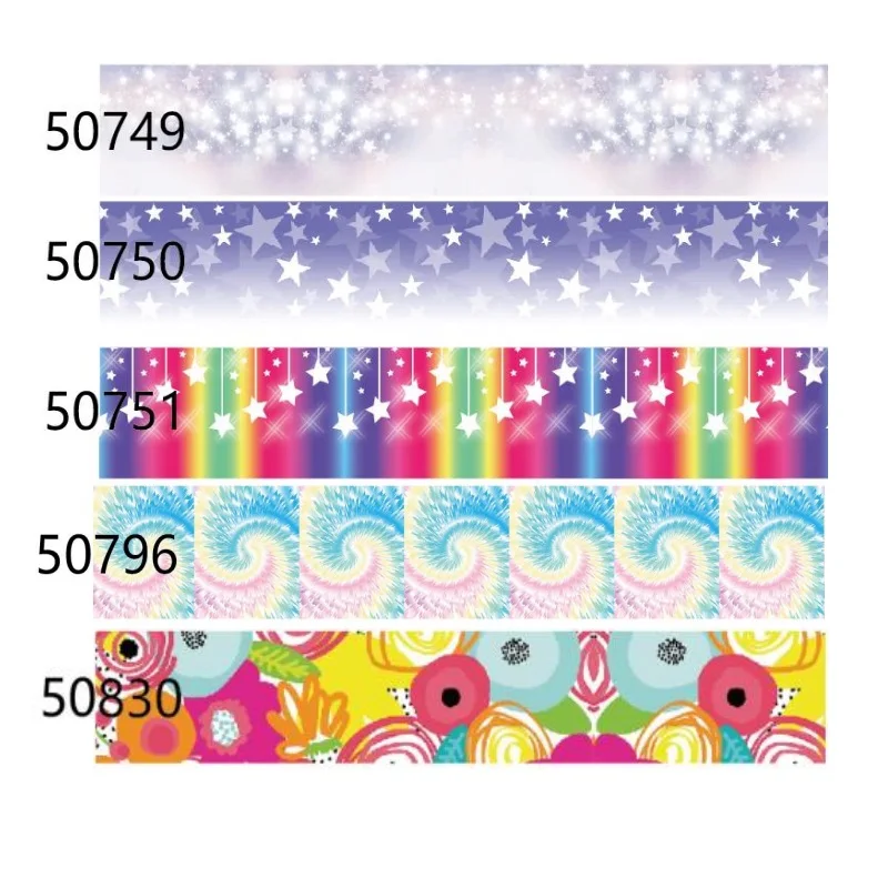 

5 Yards Star Pattern Rainbow Ribbons Printed Cartoon Grosgrain Ribbon for Girl Bows DIY Craft Materials