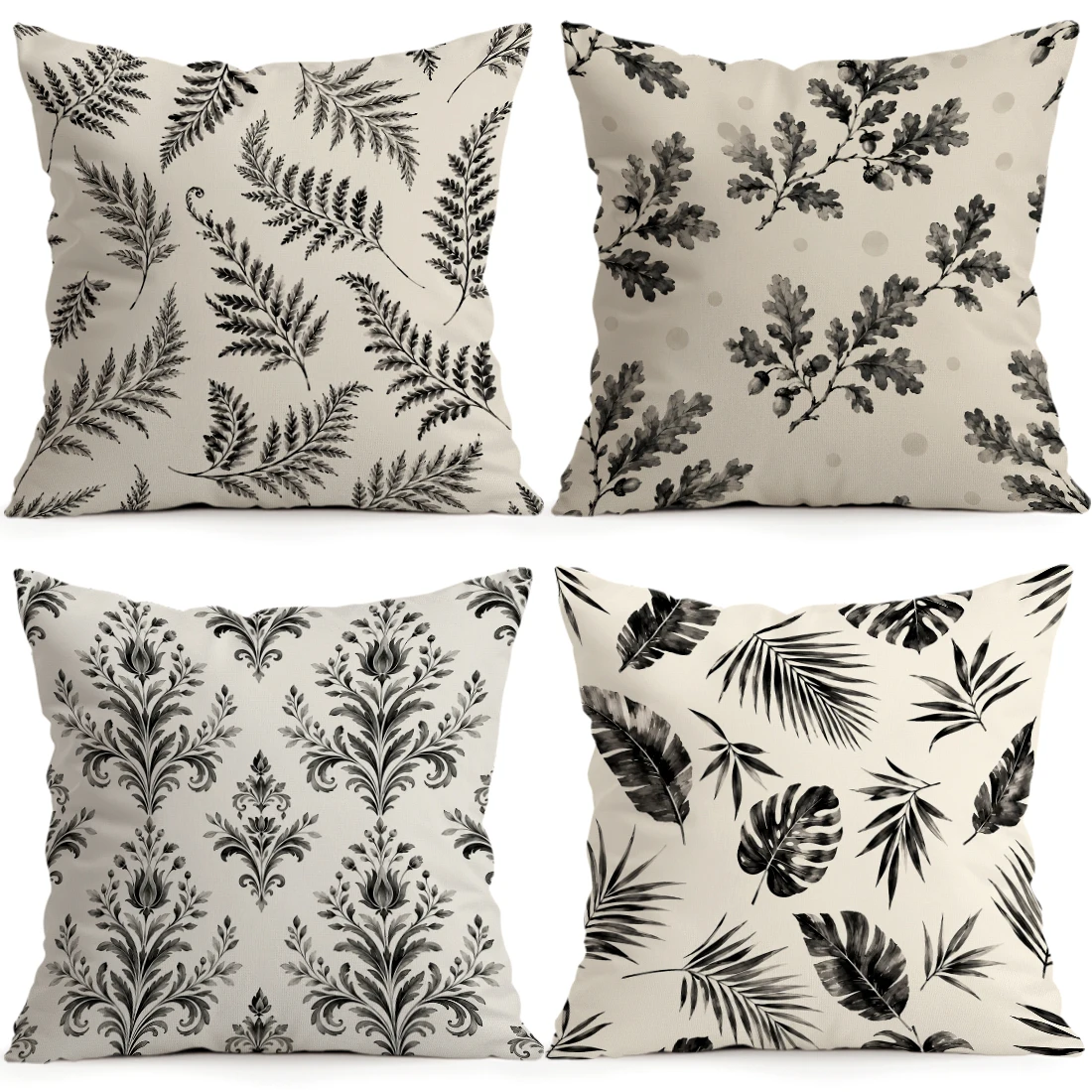 1/4pcs Black White Sketch Of Plant S Cushions Pillowcase Polyester Cushion Cover Throw Pillow Pillowcover Home Car Sofa Decor