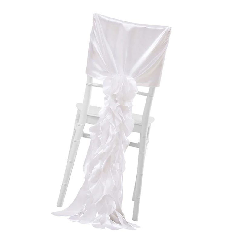 Satins Chair Cover Ruffle Chair Cover for Weddings and Corporate Event DXAF