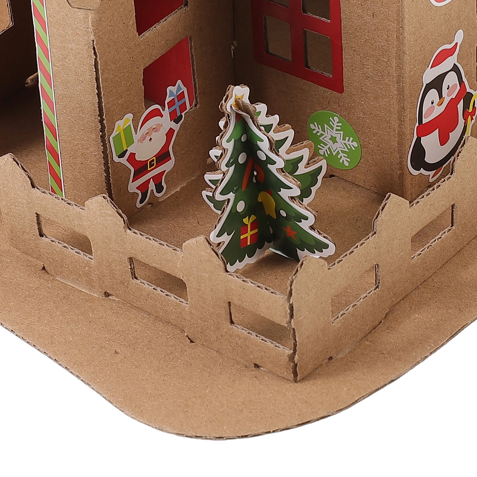 

2 Sets Christmas Luminous House Kids Room Decor Plastic Paper Crafts Mini Playhouse Educational Toy DIY Kit
