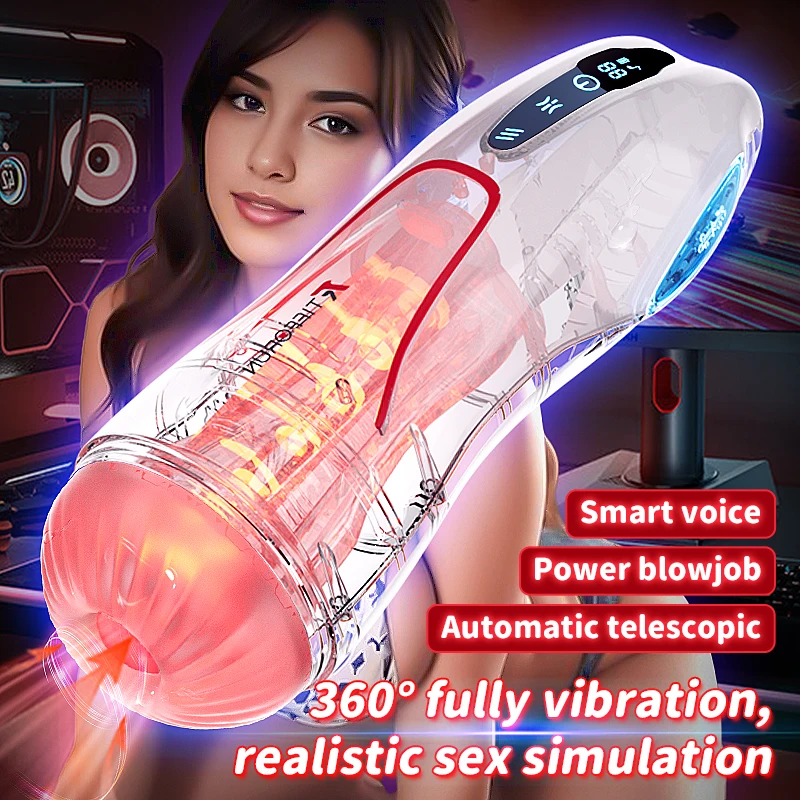 YEAIN Powerfu Blowjob Suck Automatic Male Sex toy  Masturbator Cup Vibration Vagina Pocket Pussy Penis Sucking Machine For Men