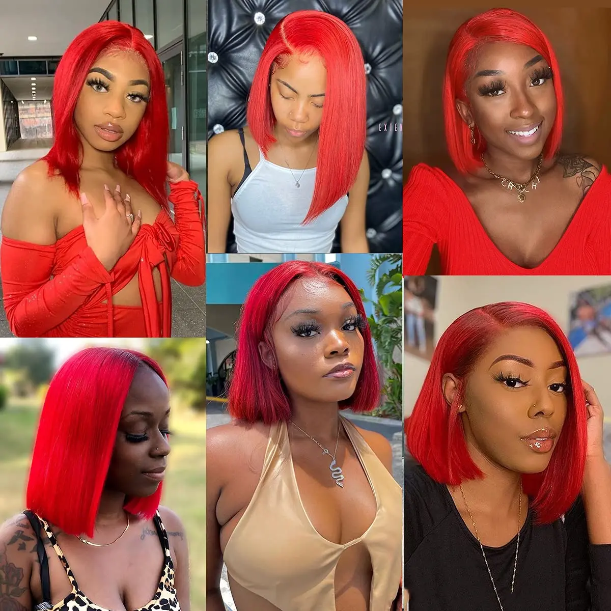 Straight Red Bob 13x1 Lace Front Wig 150% Density Glueless Colored Remy Pre Plucked Hairline T Part Human Hair Short Bob Wig