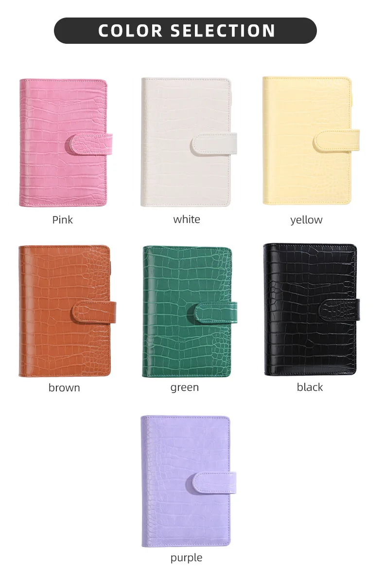 A5 A6 Macaroon Laser Color Crocodile Pattern DIY Binder Notebook Cover Diary Agenda Planner Paper Cover School Stationery