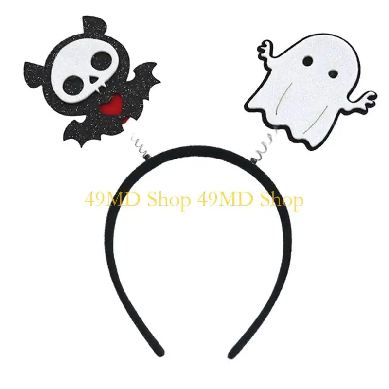 49MD Children Halloween Hairhoop Cartoon Theme Skull Headband Funny RolePlay Headband