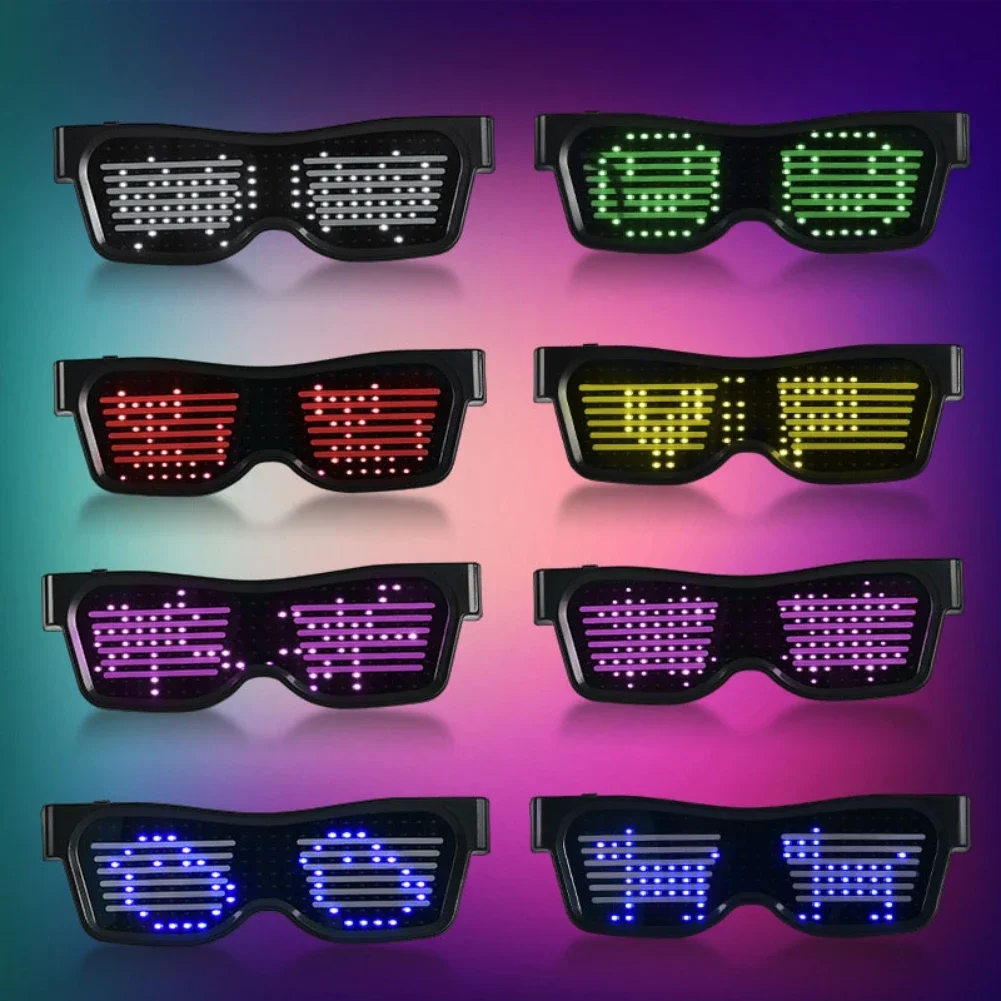 Diy App Technology Light Up Toys Futuristic  Party Accessories Usb Charging Glasses Flash Led Glasses New Glitter Party Props