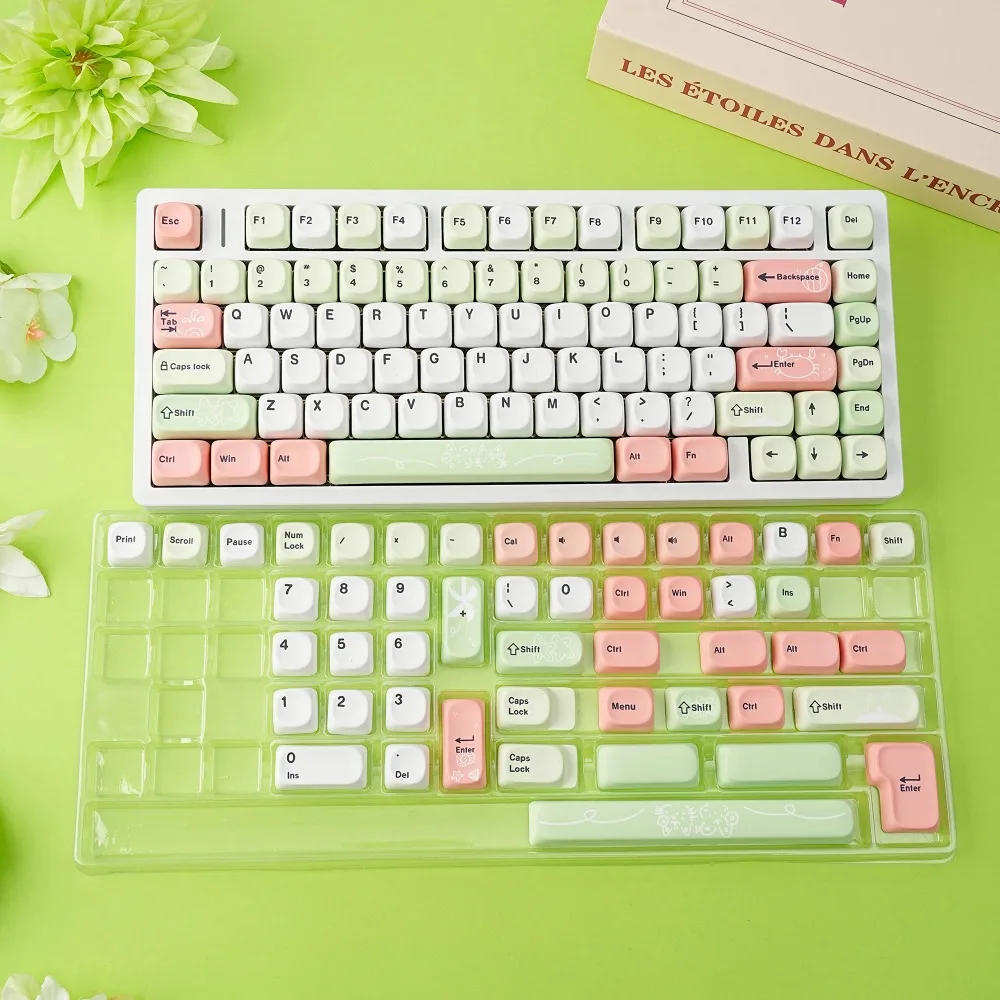 Moa 7U Alice Layout PBT Watermelon Keycaps Space Keys for Mechanical Keyboards Compatible with Russian Korean Spanish German Fre