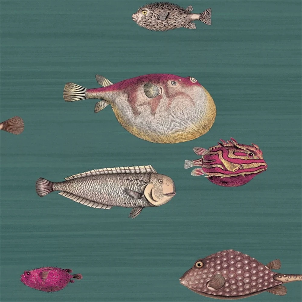 custom nordic mural wallpaper home decor blue back sea fishes scandinavian vinyl wall stickers for living room home decoration
