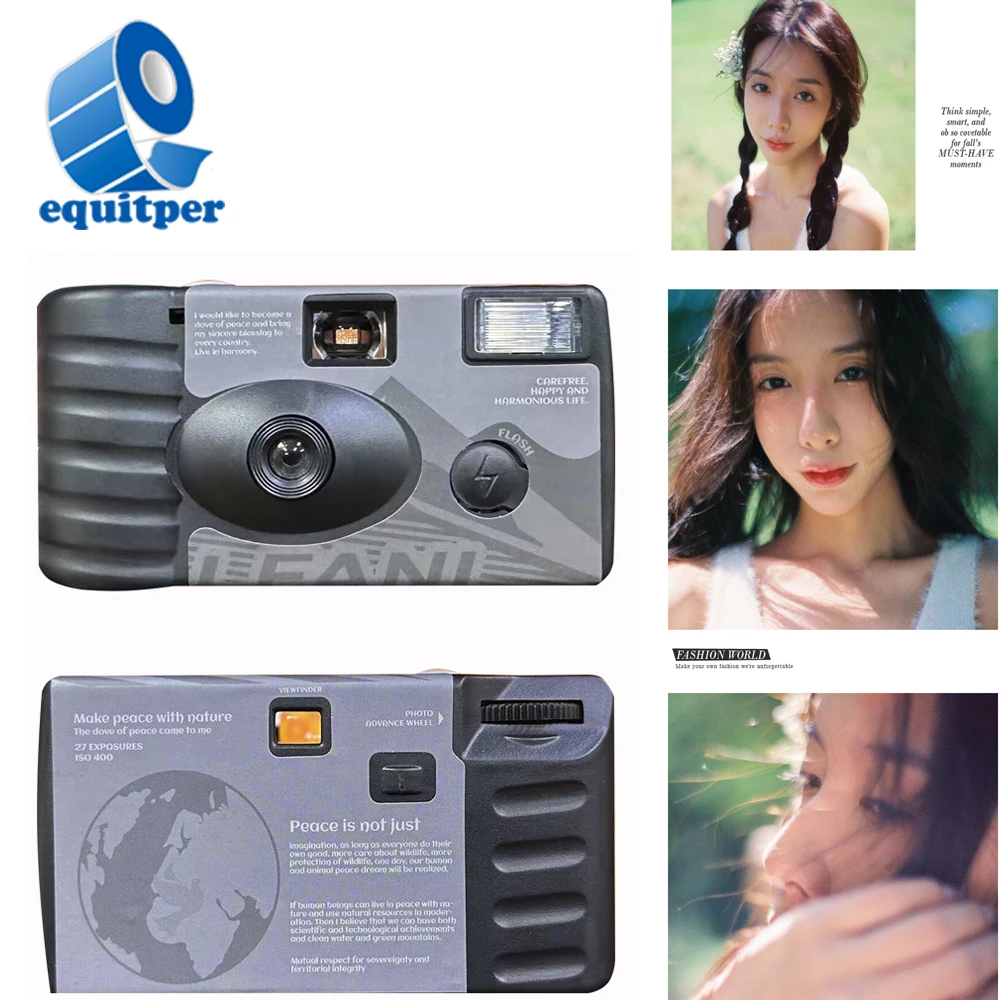 Disposable Film Camera+27 Rolls Roll Film Instant photos Of Retro  Style Travel Photo Printer With Customizable Stickers