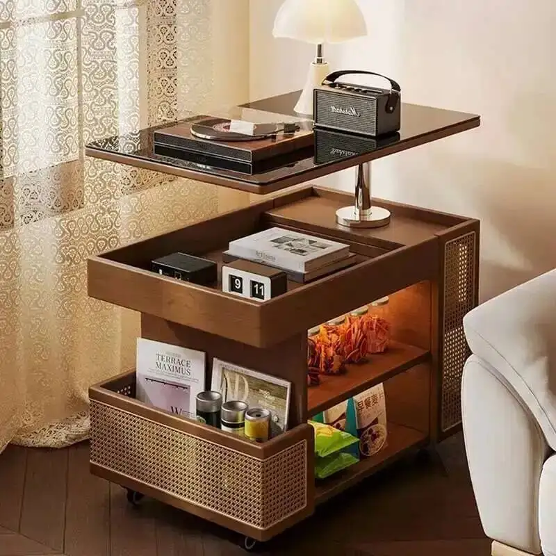 طاولة القهوة العصرية الحد الأدنى للتخزين الحديثة متعددة الوظائف تصميم تخزين الطاولة المركزية أثاث ميسا فينتاج دي سنترو سالا #4