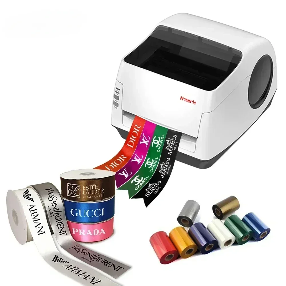 Textile Label Printer Color and Foil Printer Stamping Machine for Foil Printing Custom Printed Satin Ribbon