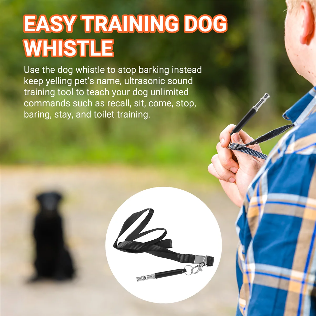 ABNQ Dog Whistle, Professional Dog Training Whistle To Stop Barking Adjustable Frequency Ultrasonic Sound Training Tool Silent
