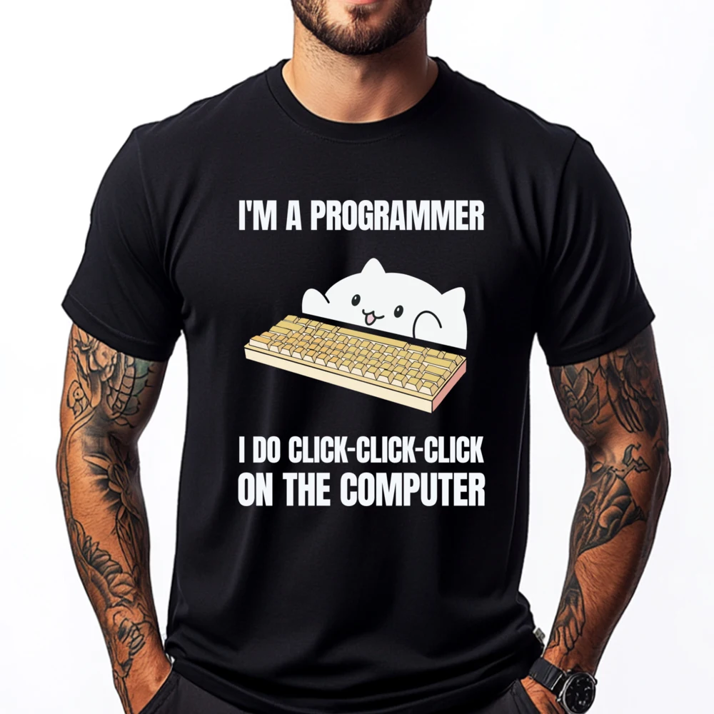 

I M A Programmer I Do Click Click Click On The Computer Clothing Short Sleeve Tee Classic Camiseta Masculina