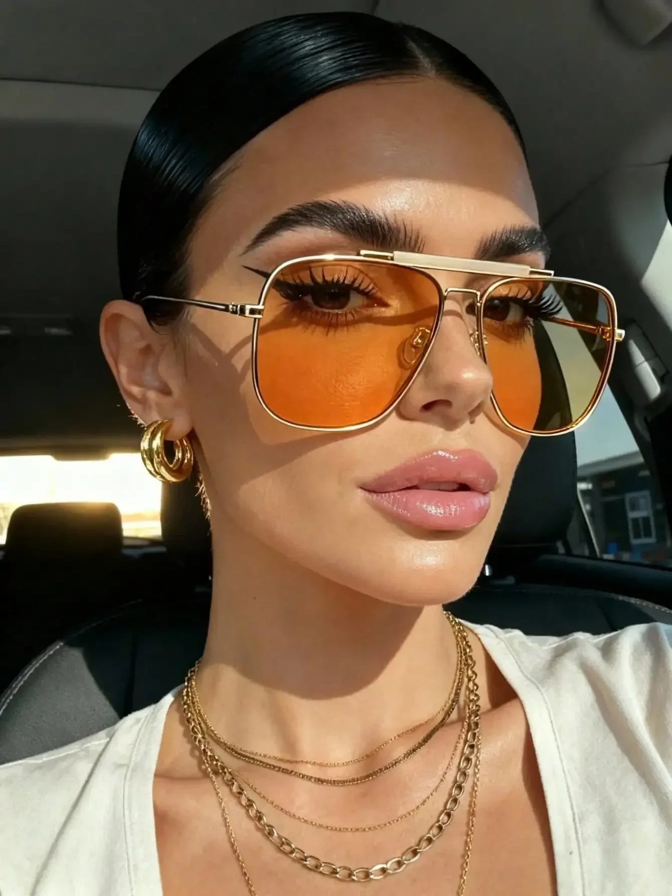 

1 PC New Retro High-End Metal Frame Oversized Fashion Glasses For Women & Men, Suitable For Street Style, Daily Wear, Party, Outdoor Activities, Outdoor,Travel