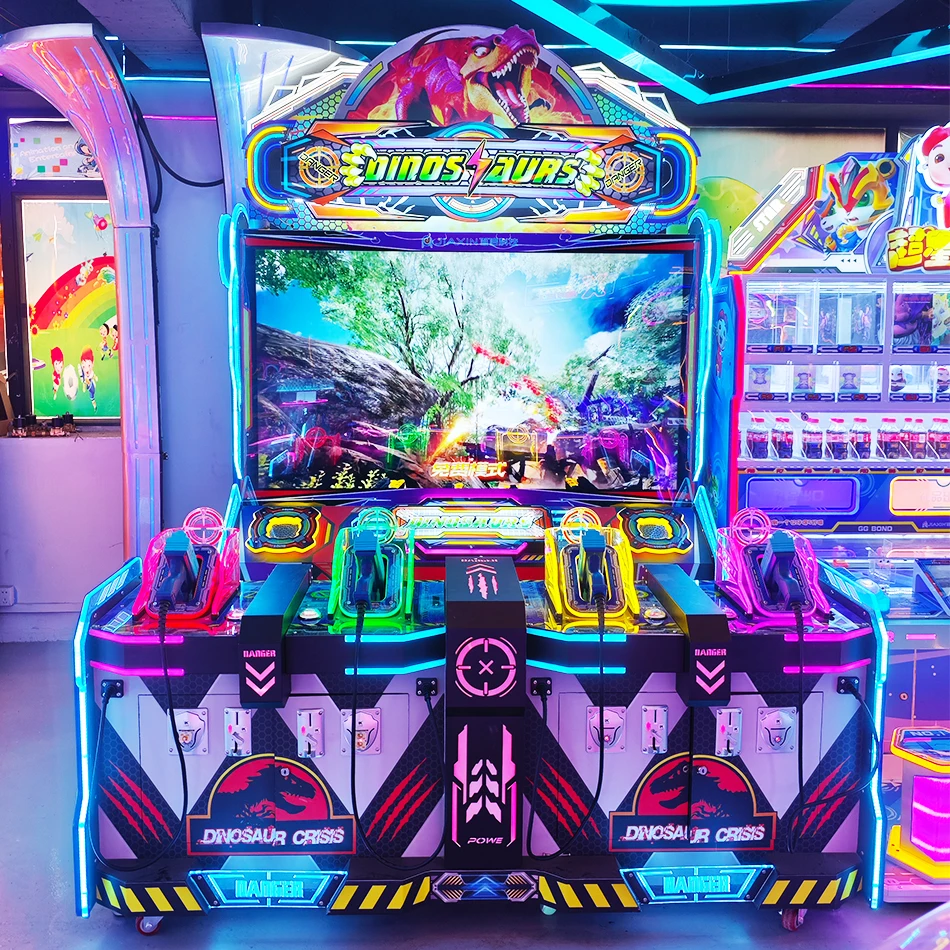 Dinosaur Wars Arcade Simulator, Commercial Metal HD Screen, Immersive Gun Shooting Game, 6 in 1 Multiplayer Cabinet