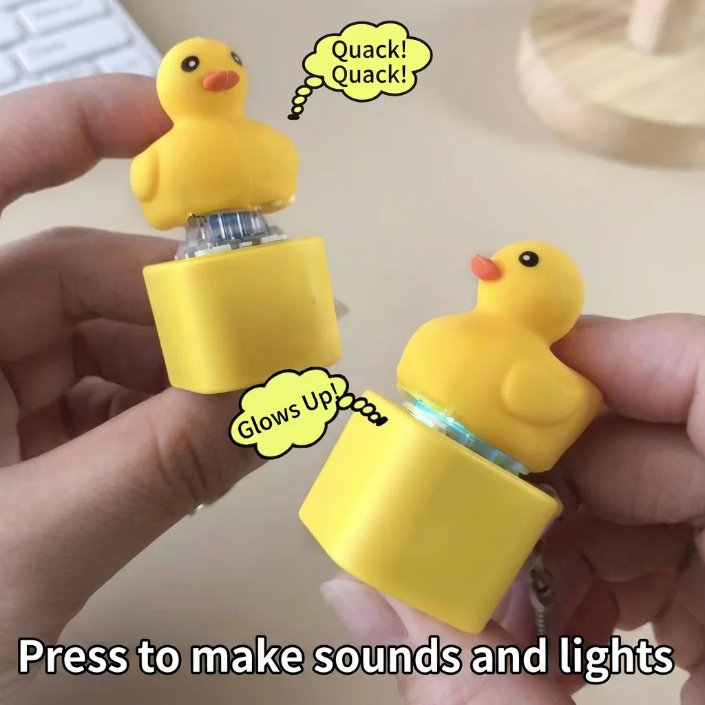 Frog Sound LED Light Keycap Keychain Cute Duck Key Chain Decompression Key Pendant Compact Stress Relief Pendant For Backpack