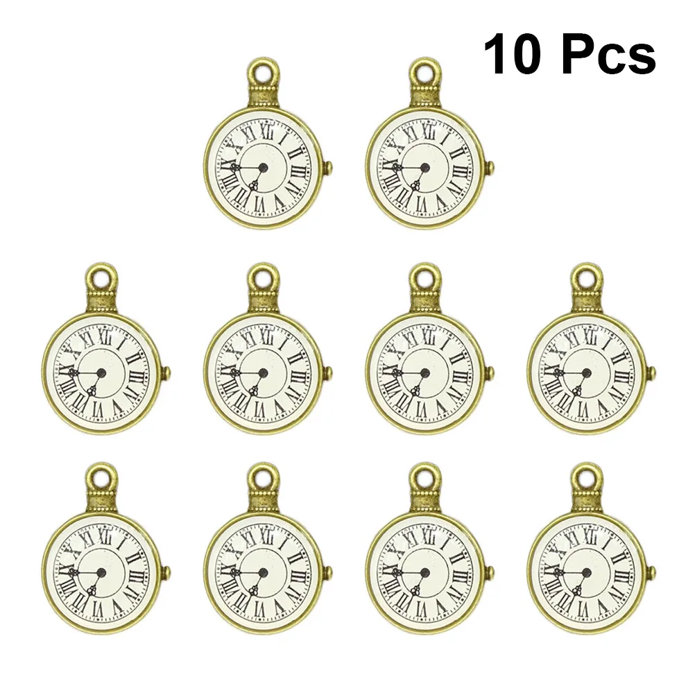 

10pcs Timekeeper Design Pendant Alloy Pendant Delicate Jewelry Making Hanging Delicate Necklace Bracelet Clock Charm Pendant (Br