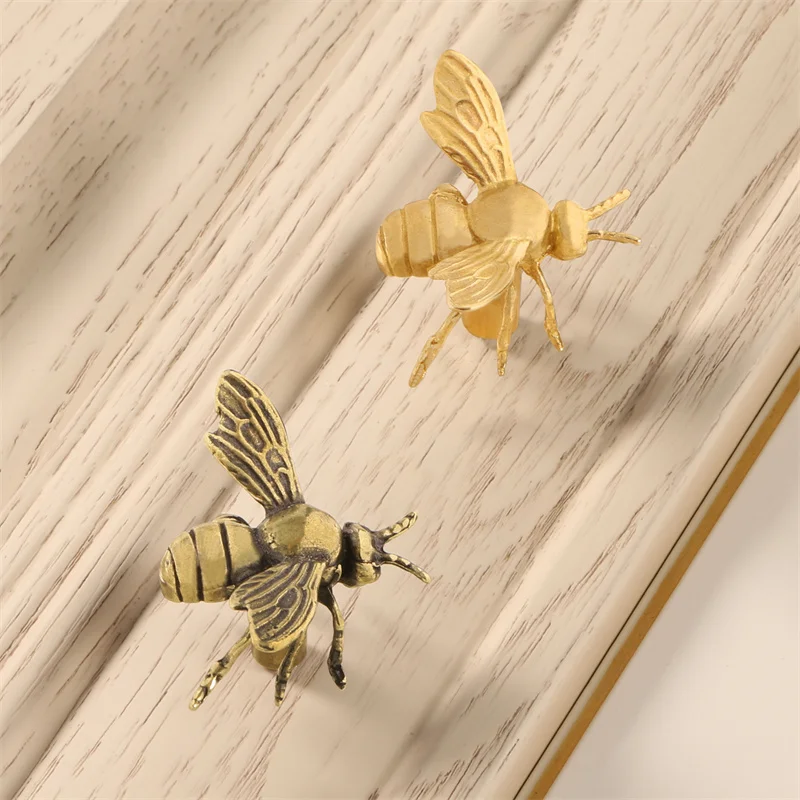 Brass Bee Shaped Drawer Wardrobe Pulls Insect Cabinet Door Handles Furniture Pulls Decor Closet Dresser Knobs Gold Animal Handle