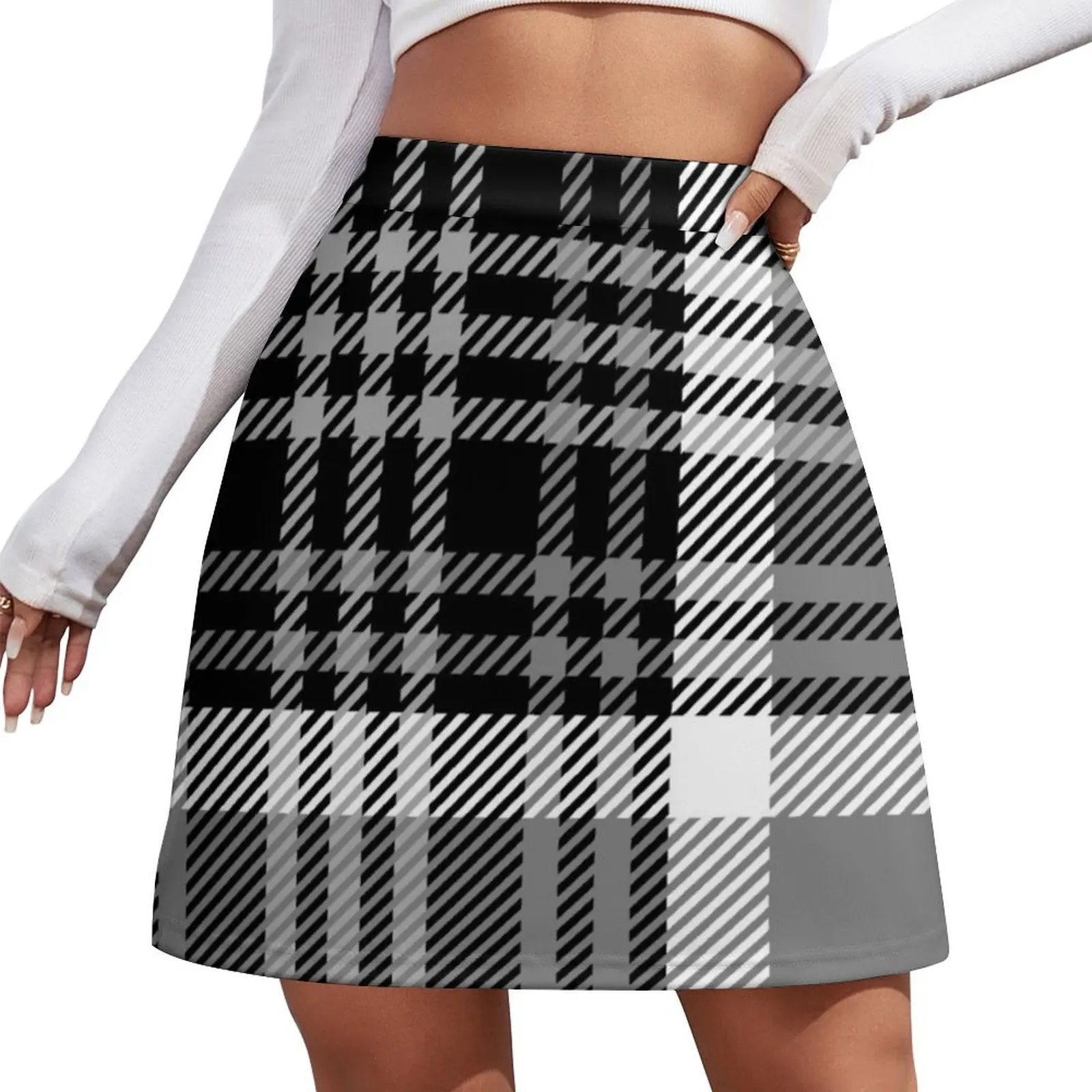 

Black and grey check pattern Mini Skirt skirts mini skirt skirt sets