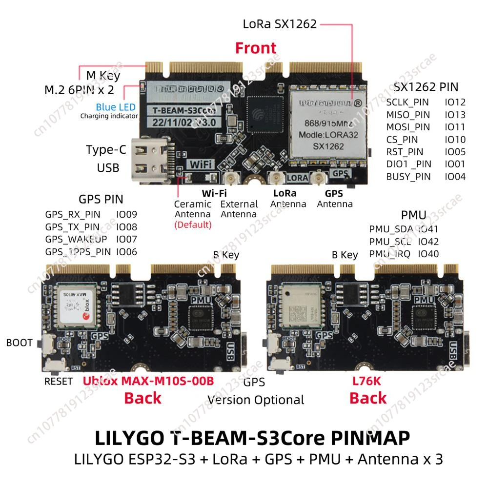 For TTGO T-BEAM-CORE V3.0 ESP32-S3 Development Boards L76K UBLOX M10S-00B version 433Mhz 868Mhz 915Mhz LoRa Module