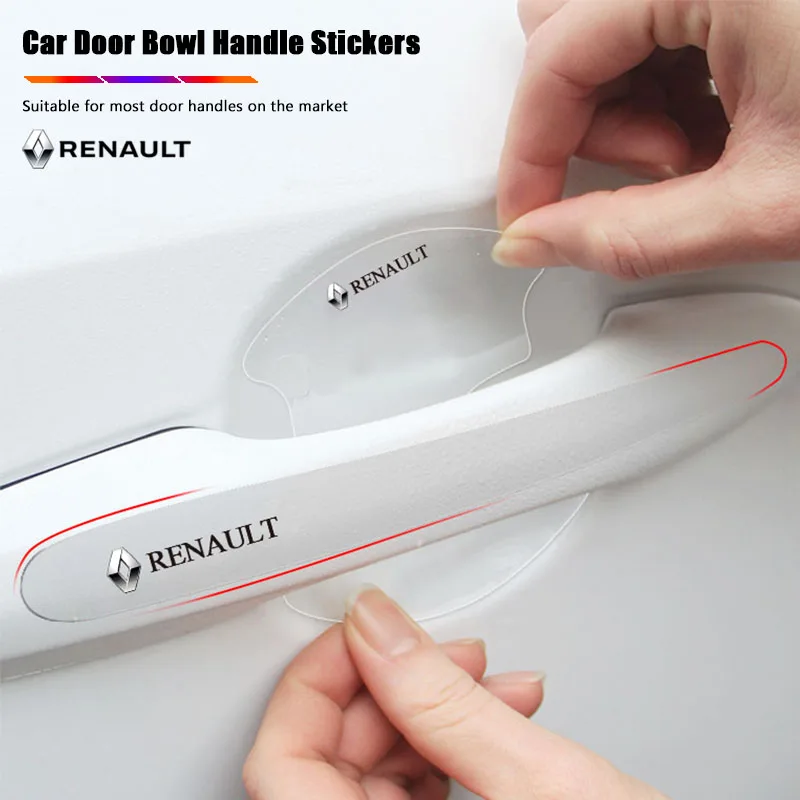 8Pcs Car Door Bowl Handle Anti-scratch Stickers Protective Films For Renault Kadjar Megane Clio Scenic Captur QM6 Fluence Espace