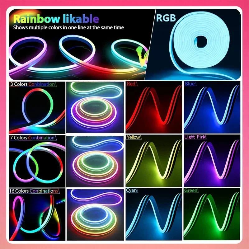 5V USB RGBIC Neon LED Strip 1/2/3M Bluetooth App Control Flexible Neon Rope RGBIC Strip Light for Neon Decor Lighting Luces Ws V