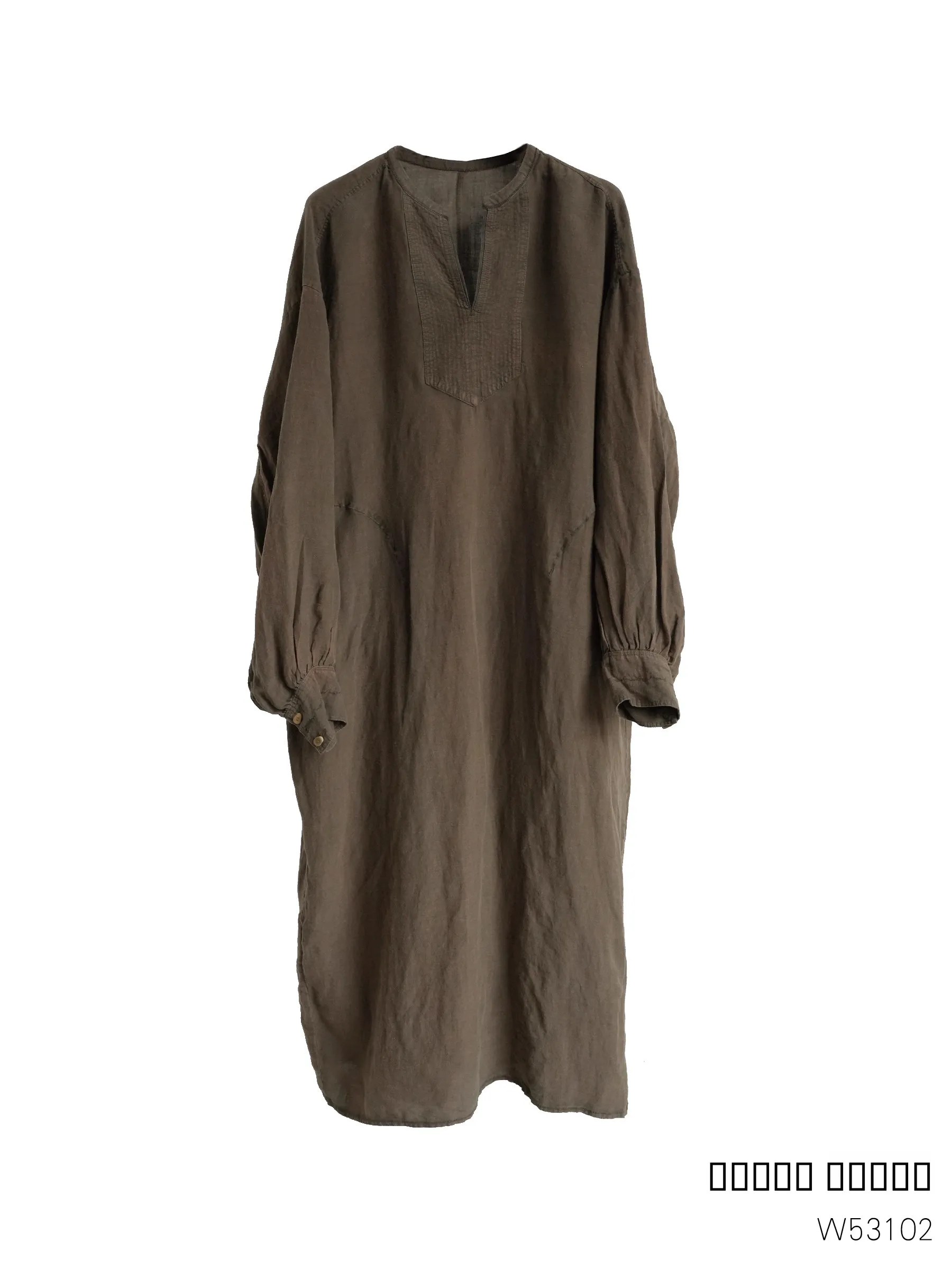 

Vintage Han Han Hemp Long Dr W5302 Loose Fit Postage Due Lazy Gown H Version for Ladies Daily Wear 53cm Sve Length