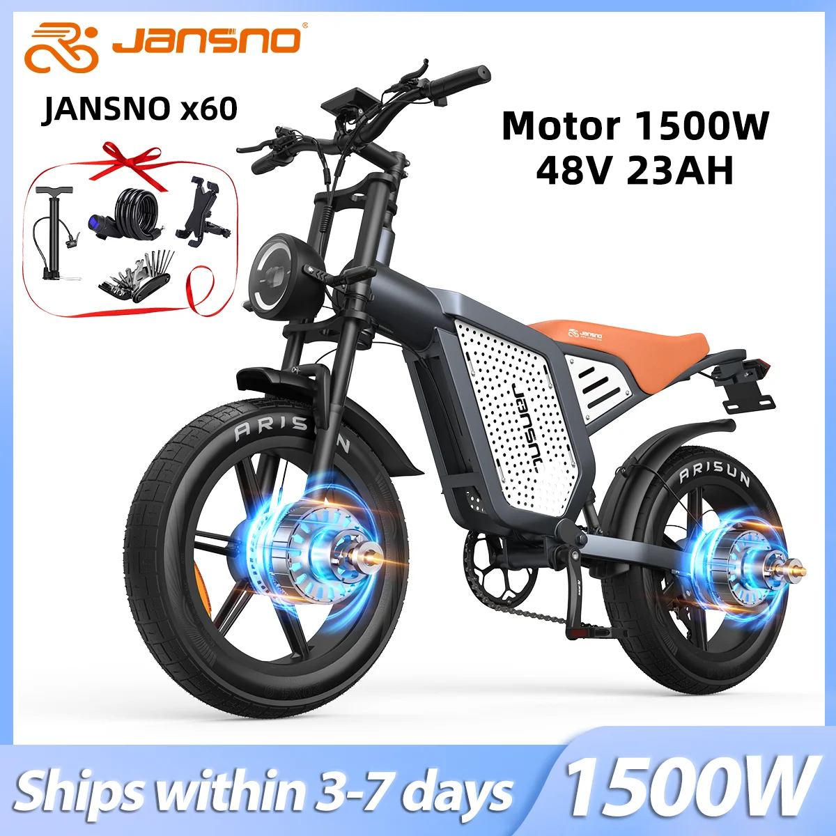

Electric bike Jansno X60 Electric Motorcycles 1500W Brushless Motors 48v23AH Lithium Battery Speed Adult Off Road Ebike