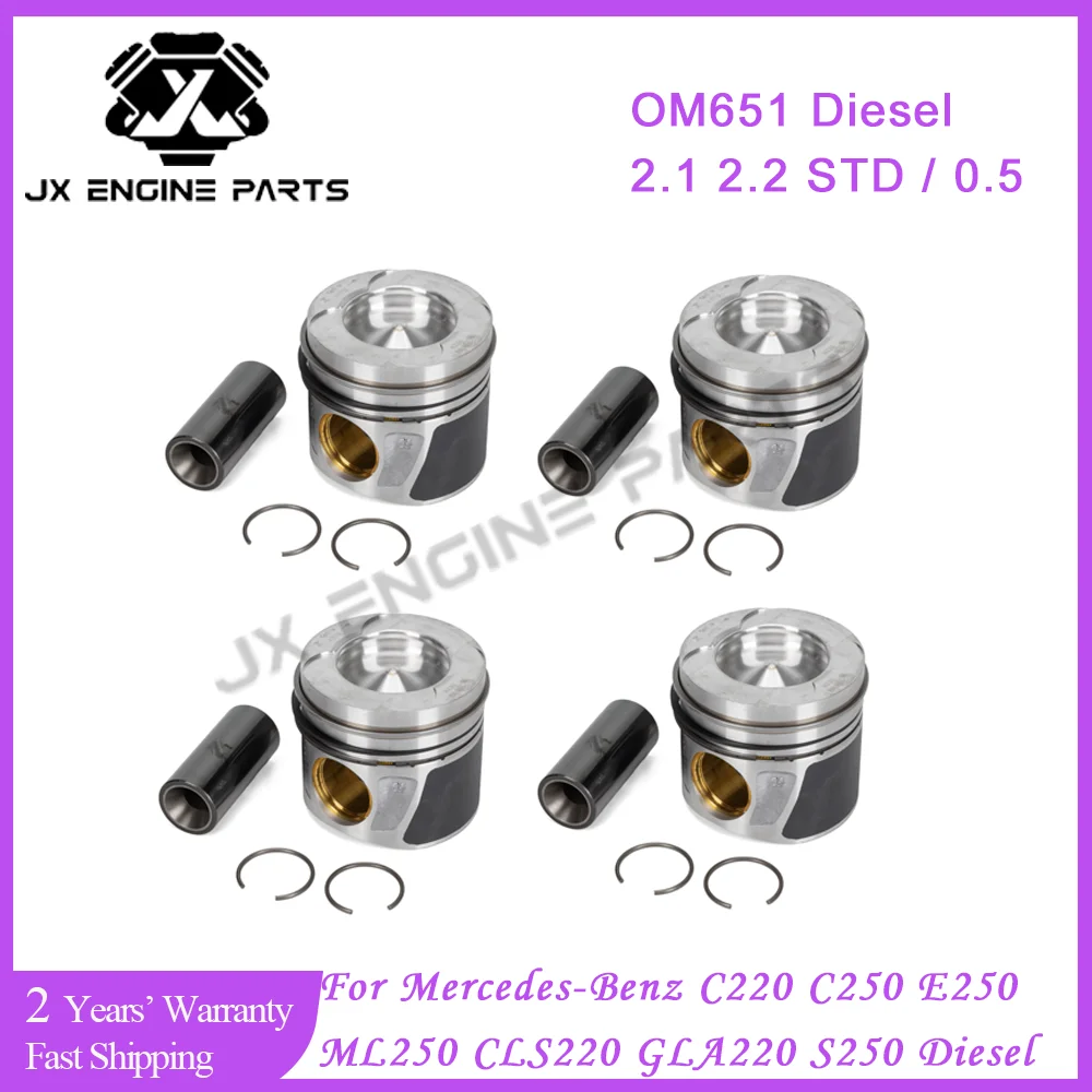 OM651 motor STD 0,5 juego de anillos de pistón y pistón para mercedes-benz 2,1 2,2 C220 C250 E250 ML250 CLS220 GLA220 S250 2.1L 2.2L diésel