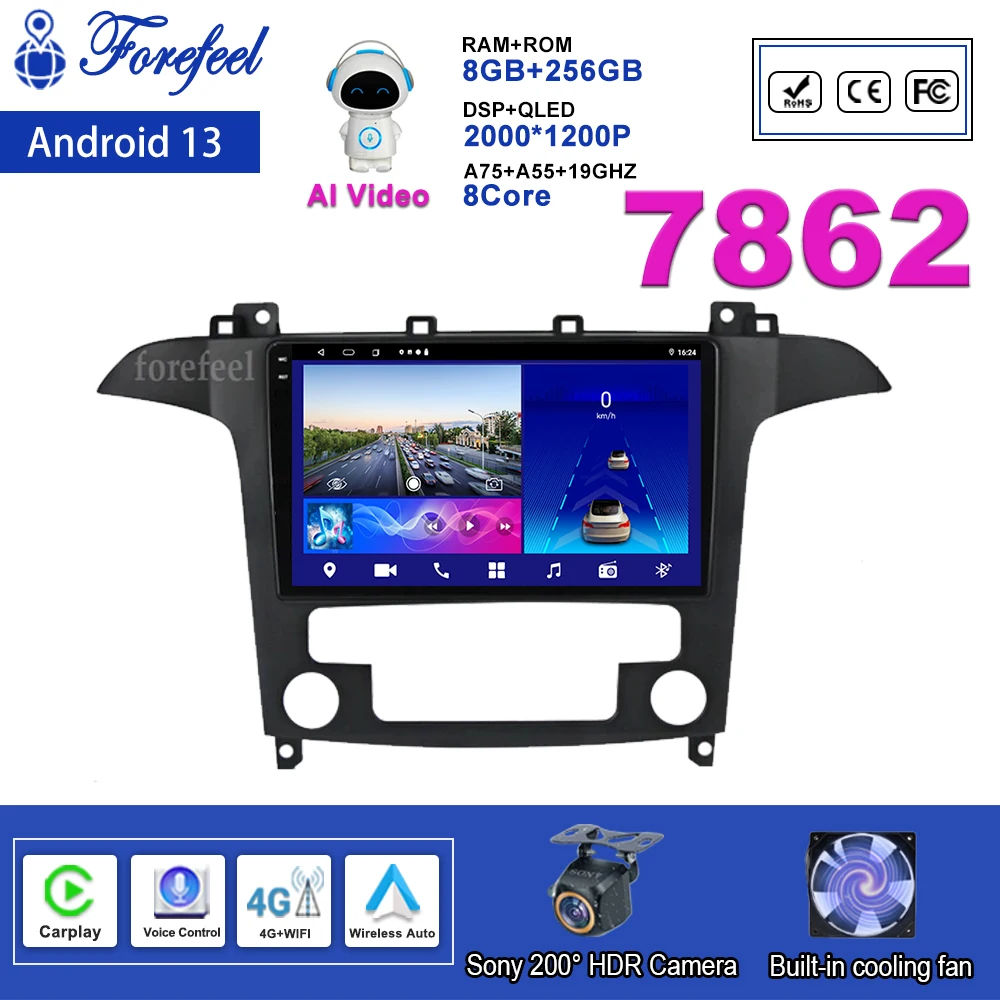 

Android 14 Car For Ford S-MAX S MAX 1 2006 - 2015 Stereo HeadUnit CPU Touch Screen Multimedia Player GPS Navigation No 2din DVD