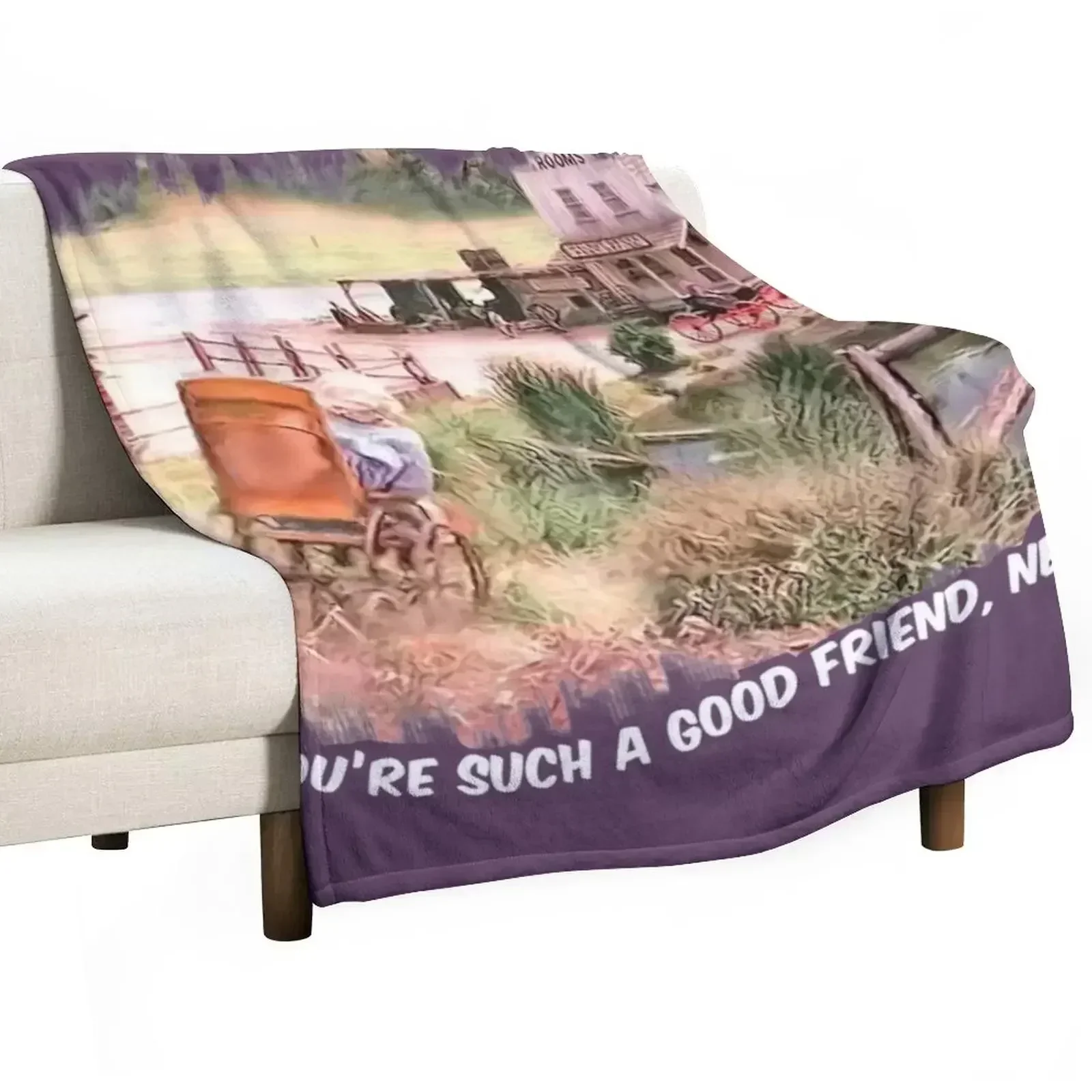 You're Such a Good Friend Nellie Little House Scene White Title Throw Blanket Picnic Blankets For Bed Bed covers Blankets