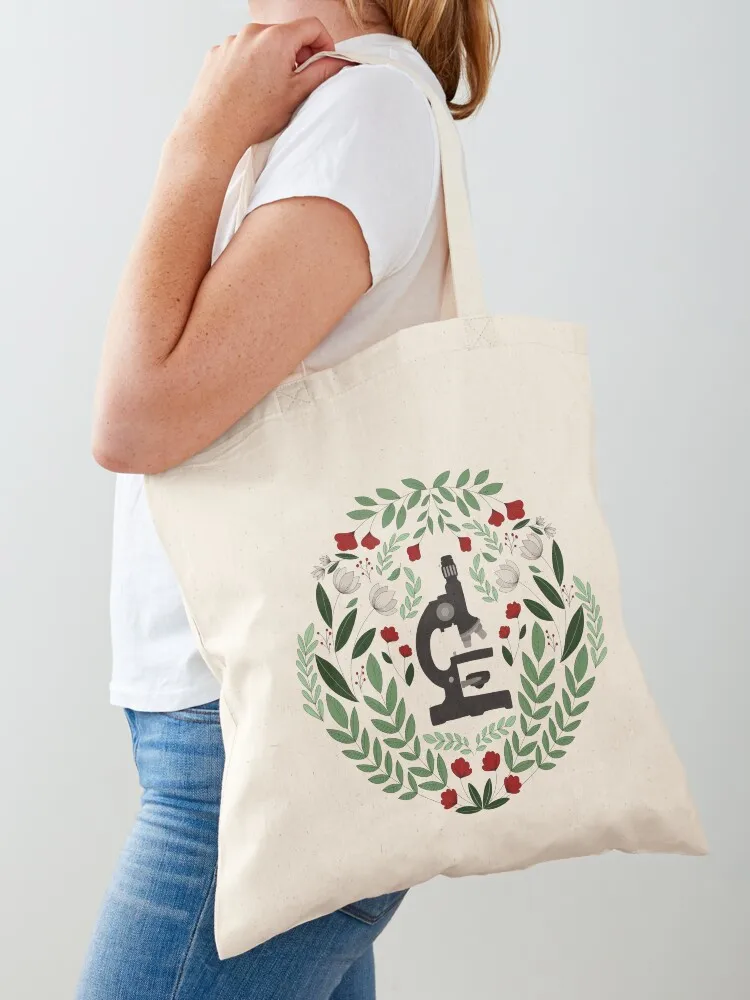 Folk Christmas Microscope Tote Bag sac pour femme supermarket folding bag Women's shopper