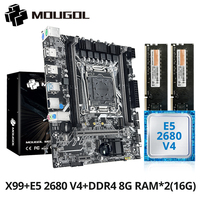 MOUGOL X99 Gaming Motherboard Set with Intel Xeon E5 2680 V4 & DDR4 8Gx2 2133MHz Dual Channel RAM M.2 NVME for Desktop PC