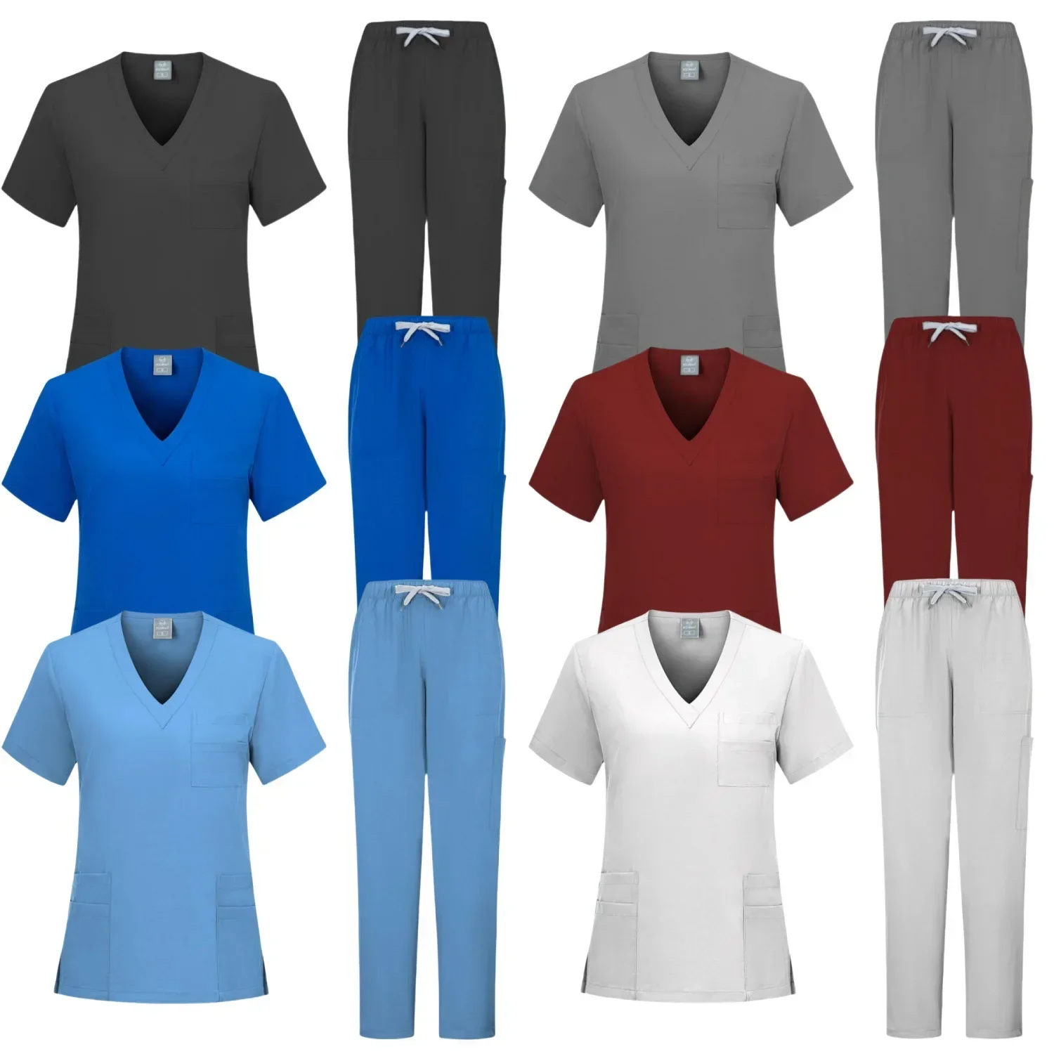 Classic Nurse Scrubs Set para Homens, Uniforme Médico, Roupas Cirúrgicas, Top e Calças de Clínica Dentária, Vestuário de Laboratório, Novos Acessórios