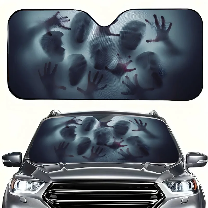 1pc Ghost Hand Car Sunshade | Foldable, Suction-Cup Installation, Universal Fit, High-Definition, Privacy Protection, Enhances C