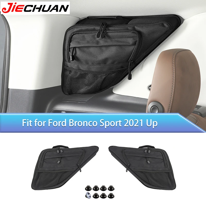 

JIECHUAN ​Trunk Organizer Rear Side Window Cargo Storage Organizer Bag Pouches For Ford Bronco Sport 2021+,Interior Accessories