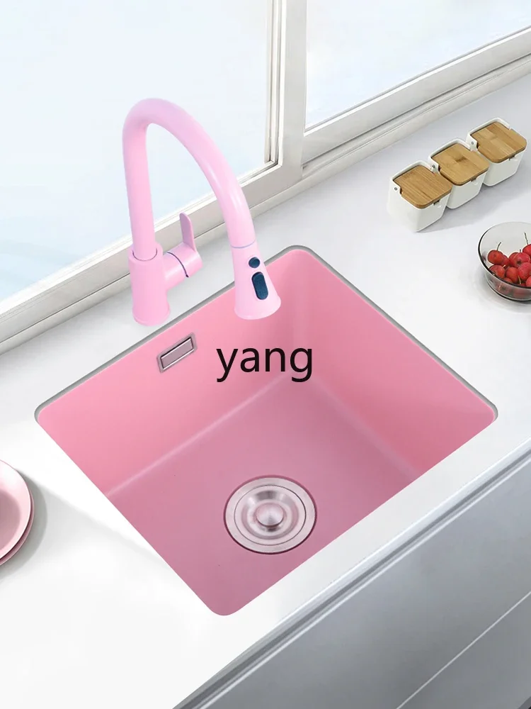 حوض حجر الكوارتز الوردي LH تحت حوض المطبخ وحوض الخضروات وحوض واحد مدمج #4