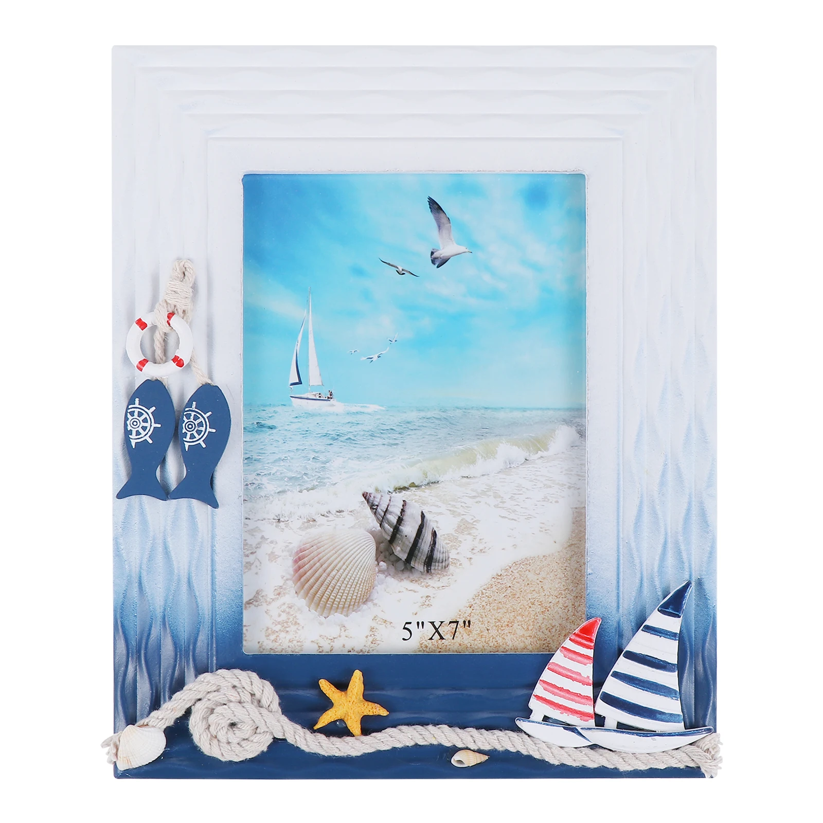 

Photo Frame Beauty of View Nautical Picture The Mediterranean Fine Workmanship Style Desktop Wooden Holder Theme