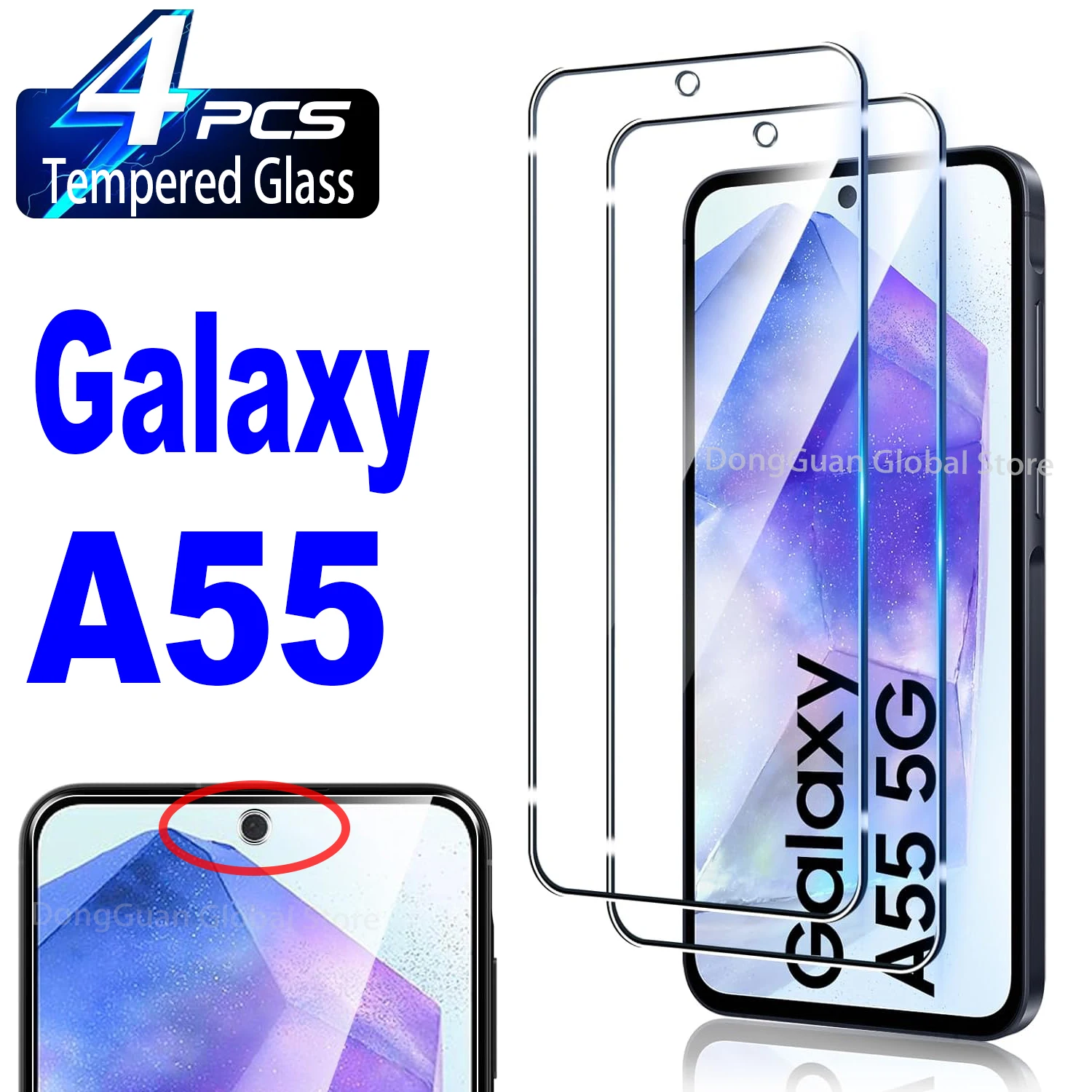 

1Pcs/4Pcs For Samsung Galaxy A55 5G HD Tempered Glass Screen Protector Glass Film